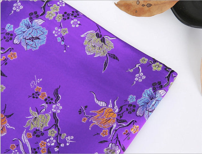 Floral Brocade Fabric: Silk Rayon Jacquard Damask, 35" Wide