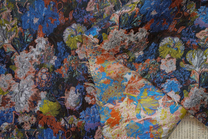 Gold Thread Jacquard Fabric: 3D Oil Painting Texture, 60" Wide