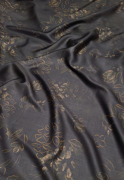 Chinese Ink Painting Cotton Fabric: Floral Drapery, Costume Sewing (55"W)
