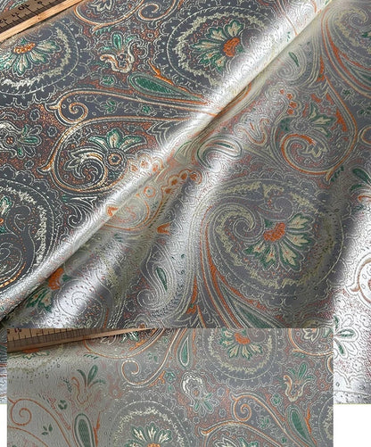 Floral Jacquard Rayon Fabric: Silver Green Cheongsam Qipao, 55"W