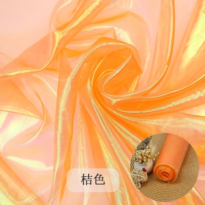 Iridescent Symphony Organza Fabric: Shimmering Crush Glass Yarn, 59" Wide