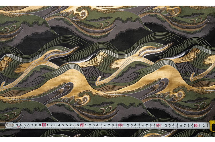 Japanese Nishijin Silk Brocade Fabric: 3D Wave Jacquard, Upholstery & Sewing, 29.5"/59" Wide