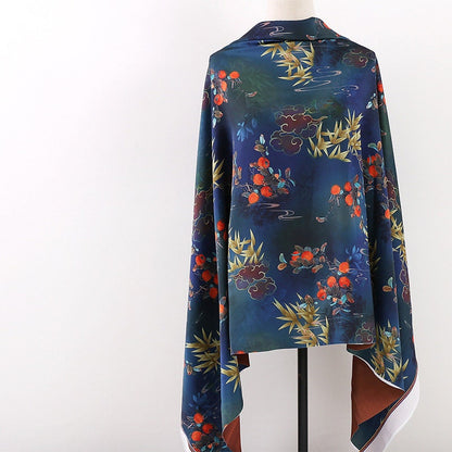 Floral Tea Silk Satin Fabric: 59"W Digital Print