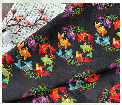 Colorful Fish Jacquard Fabric ��� Silk Ble" Wide