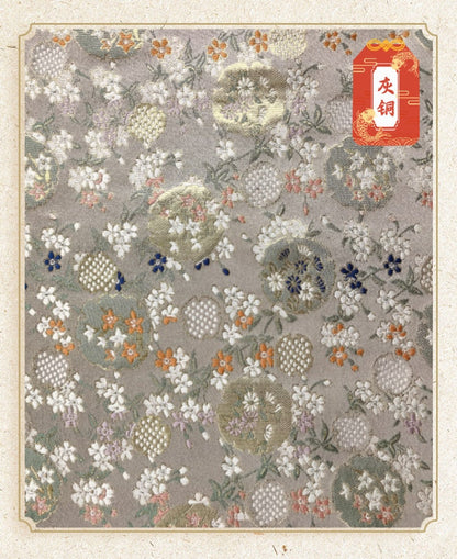 Japanese Dianthus Silk Brocade Fabric: Kimono Bowknot Sewing Material
