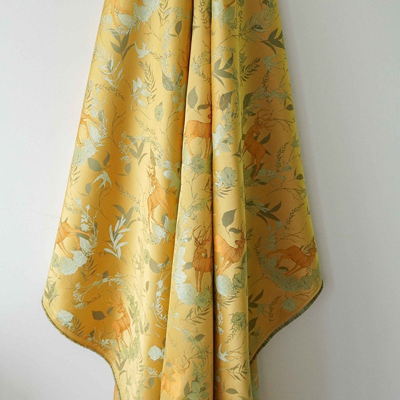 Deer Print Rayon Jacquard Fabric: 59" Wide, Upholstery & Costume