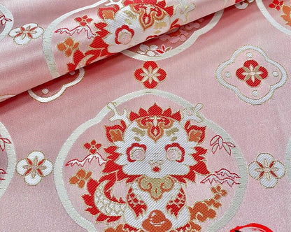 Tissu brocart jacquard à motif floral : 150 cm de large, satin, pour ameublement, costumes et décoration.