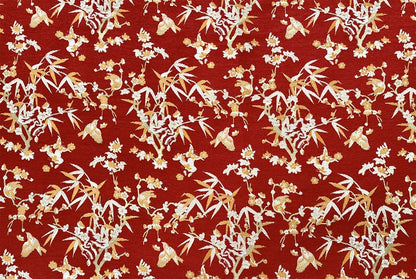 Red Jacquard Chenille Fabric: Floral Upholstery, Costume, Decor (by the Meter)