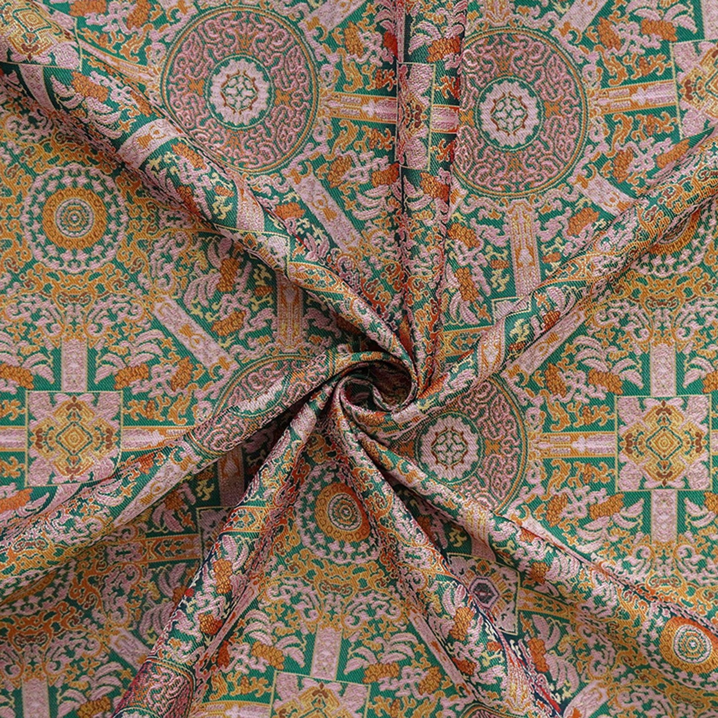 Mongolian Bada Pattern Fabric: 59"W Rayon Upholstery, Costume, Decor
