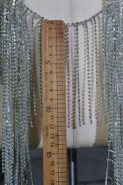 Rhinestone Tassel Chain: Crystal Glitter DIY Wedding Dress Accessory (12cm)