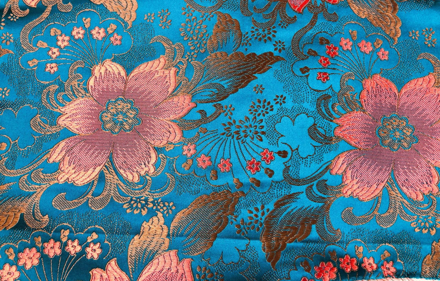 Lily Brocade Fabric: Chinese Woven Damask, Costume & Decor - 29.5"W