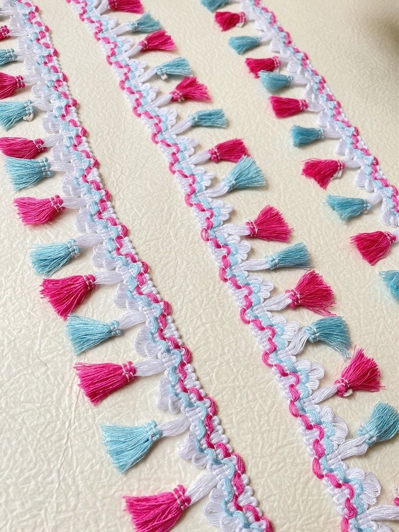 Colorful Tassel Trim: Ethnic Cotton Fabric, 2" Width