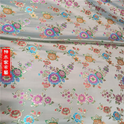 Tissu brocart pivoine : ameublement floral, costumes, décoration - 75 cm de large