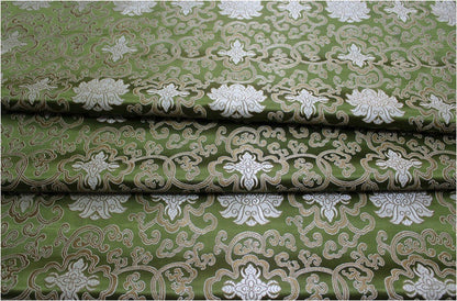Blue Chinese Medallion Brocade Fabric: 35" Wide Rayon