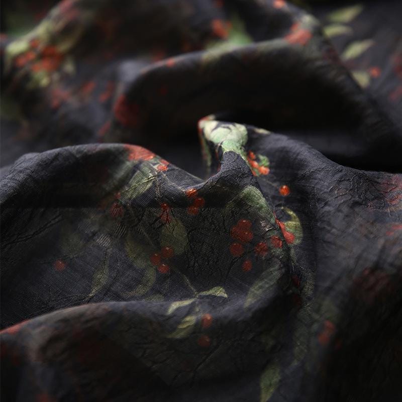 Floral Tencel Ramie Fabric: Sewing Material by Meter (59 inch)