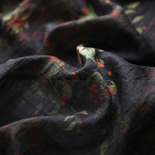 Floral Tencel Ramie Fabric: Sewing Material by Meter (59 inch)