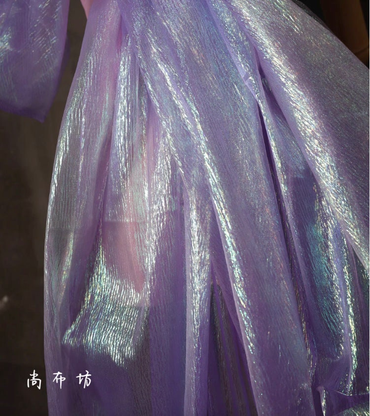Bright Purple Pleated Mesh Fabric, Cosplay, Wedding, DIY