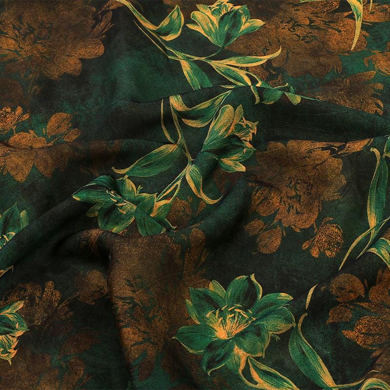 Dahlia Pattern Woven Jacquard Silky Satin Fabric for Sewing, DIY, Costumes, Crafts