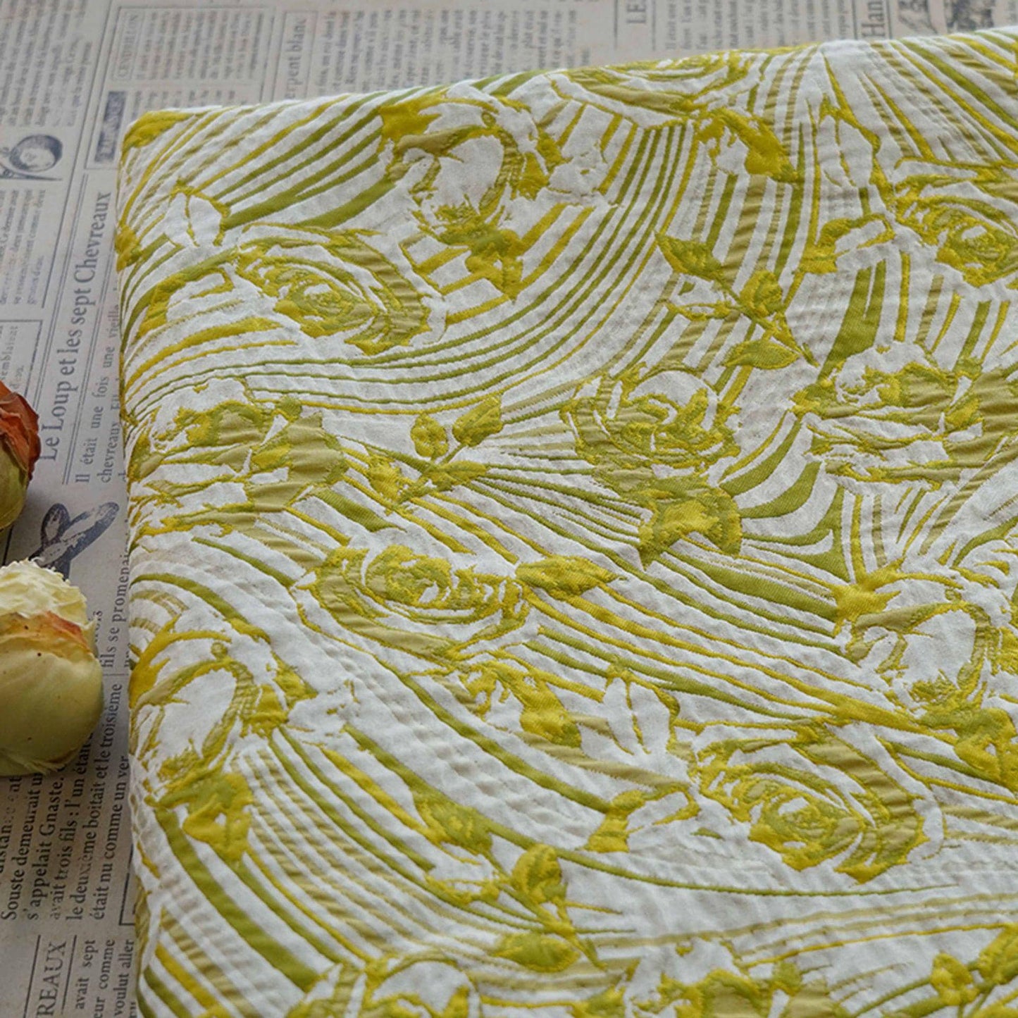 Floral Jacquard Fabric: 55"W Polyester Rayon Upholstery - By The Meter