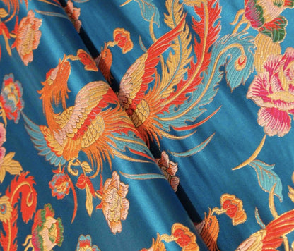 Gold Phoenix Brocade Fabric: Chinese Cheongsam Qipao Sewing Material (28"W)