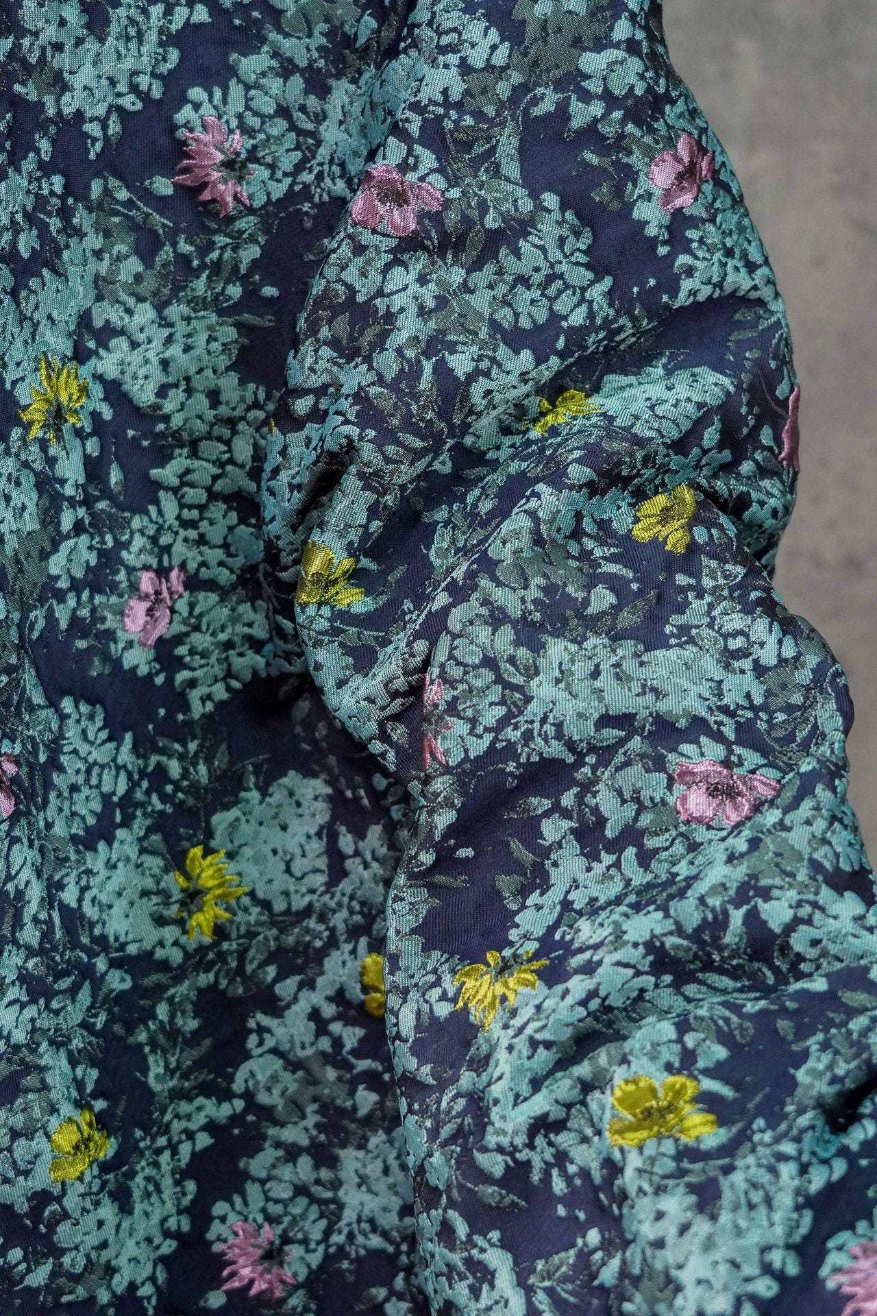 Blue Floral Embossed Jacquard Fabric: DIY Handbag & Upholstery Material (64" Wide)