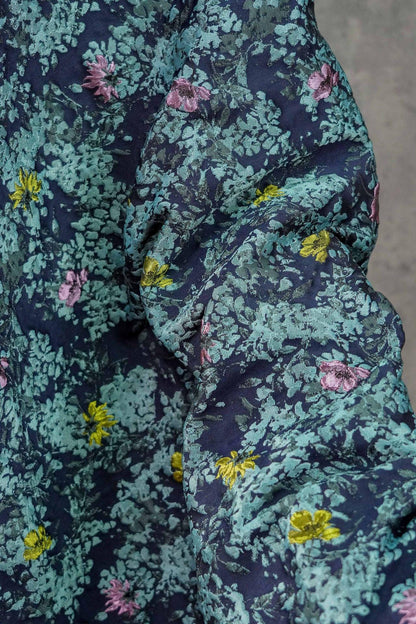 Blue Floral Embossed Jacquard Fabric: DIY Handbag & Upholstery Material (64" Wide)