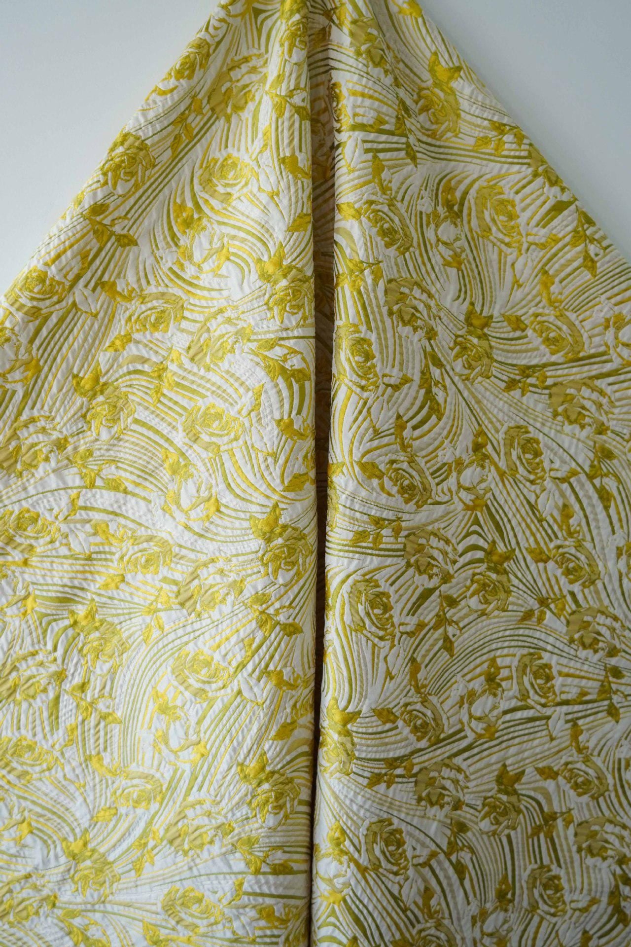 Floral Jacquard Fabric: 55"W Polyester Rayon Upholstery - By The Meter