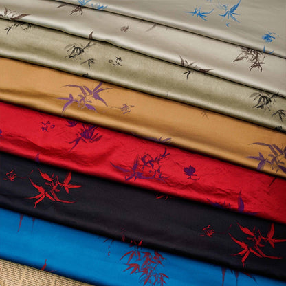 Bamboo Floral Brocade Fabric: Silk Rayon Blend (45"W)