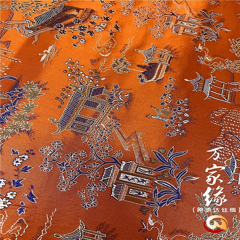 Qingming River Silk Brocade Fabric: Jacquard Damask, Upholstery & Costume (45"W)