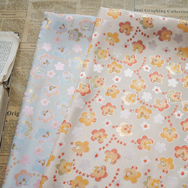 Gold Thread Floral Jacquard Fabric: 3D Flower Upholstery, 59" Wide