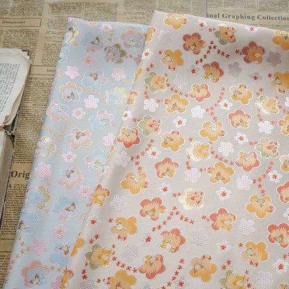 Gold Thread Floral Jacquard Fabric: 3D Flower Upholstery, 59" Wide