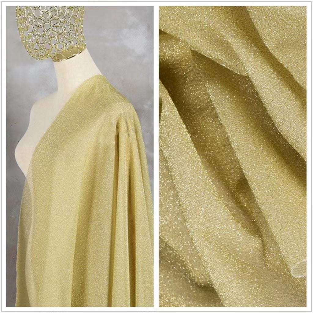 Metallic Starry Sheer Fabric ��� Gold Silver Thre" Wide