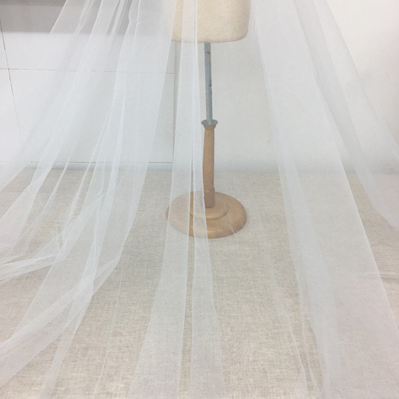 Ivory Tulle Fabric: Stiffened Nylon Veil, Prom & Costume Fabric (118" Wide)