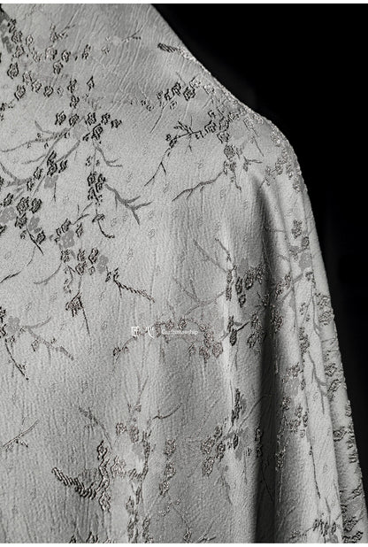 Red Plum Blossom Rayon Jacquard Damask Fabric - 59"W