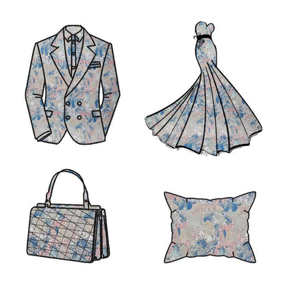 Tissu Jacquard Chat Navigateur – Motif tissé or métallisé, Couture & Maison