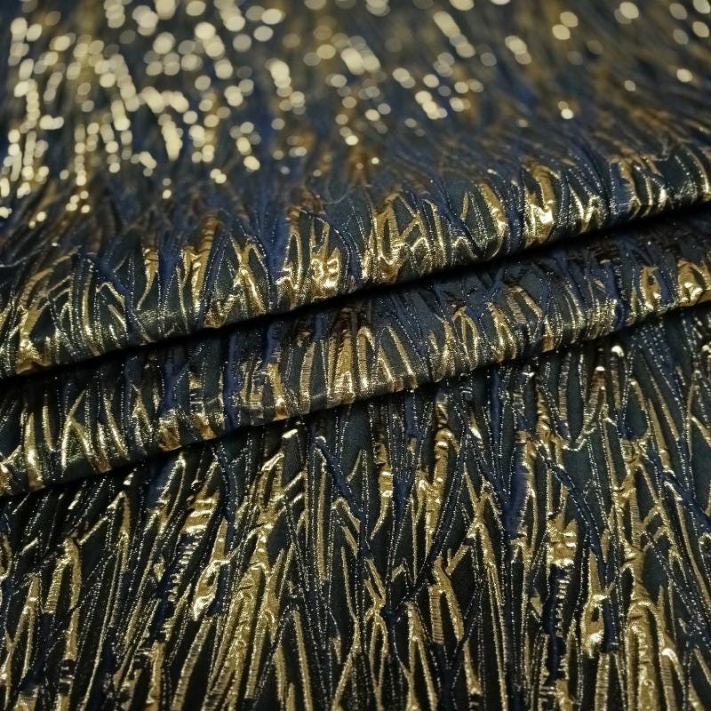 Metallic 3D Texture Jacquard Fabric: 56" Wide Polyester Blend