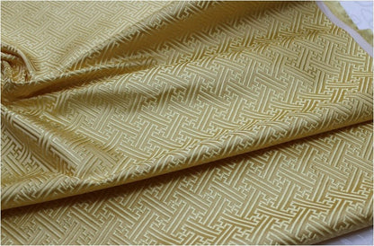 Chinese Brocade Fabric: Fret Pattern Silk Rayon Blend (29.5" Wide)