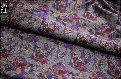 Butterfly Peony Silk Brocade Fabric: 35" Wide, Chinese Wedding Fabric