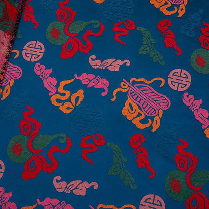 Colorful Gourd Silk Brocade Fabric: 55" Upholstery & Costume