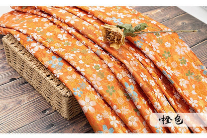 Japanese Cherry Blossom Brocade Fabric: Silk Rayon Jacquard (29.5"W)