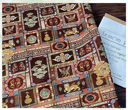 Dunhuang Style Silk Chiffon Fabric ��� Oriental Jacquard Texti" Wide