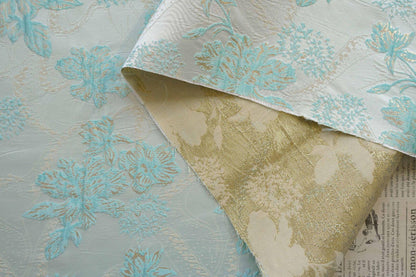 Metallic Brocade Fabric: 58"W Damask Jacquard with Gold Thread