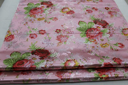 Silk Brocade Fabric: Peony Floral Design, Chinese Wedding Fabric