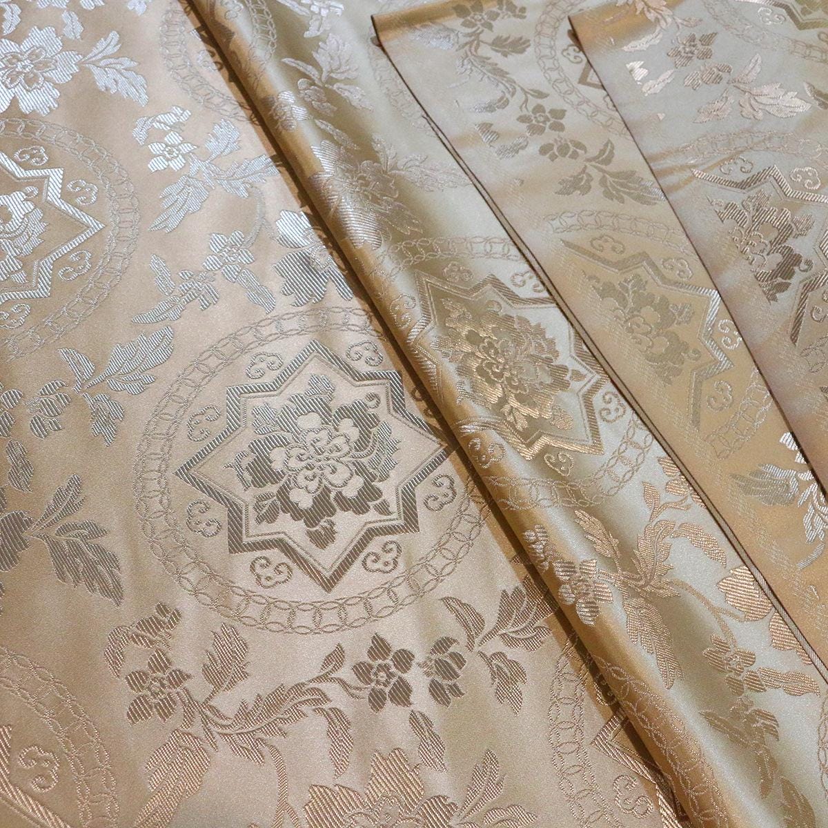 Floral Jacquard Brocade Fabric: Chinese Mongolian Style Rayon (29.5" Wide)