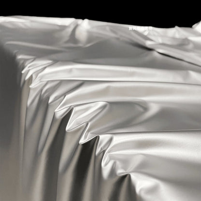 Metallic Silver PU Leather Fabric: Space Gray Designer Fabric, 59" Wide