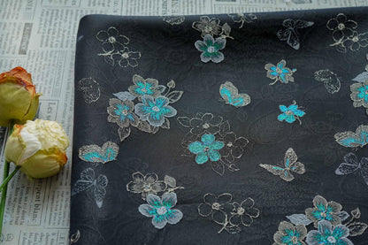 Luxury Embossed Jacquard Fabric for Dresses ��� Elegant Textured Couture Materi"W