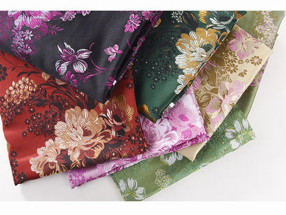Peony Jacquard Brocade Fabric: Chinese Damask, 59" Wide