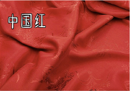 Floral Jacquard Satin Fabric: Plum Orchid Bamboo Chrysanthemum, 60" Wide, Cosplay Costume Fabric