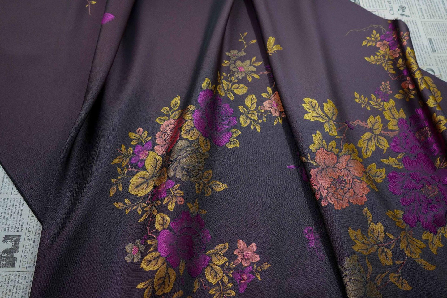 Luxury Peony Jacquard Fabric ��� Woven Dress Apparel Material ��� Elegant Chinese Brocade, Decorative Textile for Gowns "Wide
