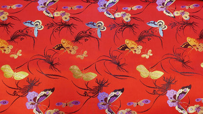 Butterfly Brocade Fabric: Rayon Satin Damask, 45" Wide - By The Meter